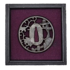 Tsuba Stone lantern Ivy openwork Japanese Antique Sword Fitting Samurai Katana