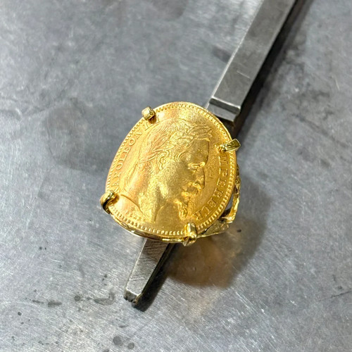 Bague pièce jaune - bague,
