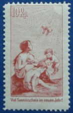 Suisse neuf, timbre/vignette précurseur Pro Juventute, 10 Rp, 1912