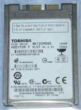 Toshiba 1.8" MK1229GSG SATA 120GB Hard Drive HP Elitebook 2530P 2730P 2740P