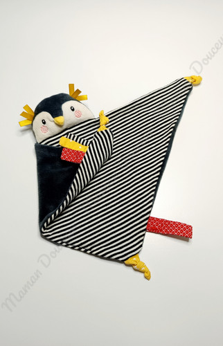 Doudou plat pingouin blanc - doudou,