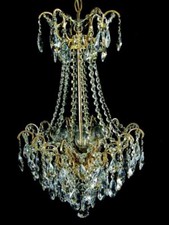 Lustre Art Nouveau 18 Bras 4 Points De Lumière En Cristal Véritable Or Ou Argent