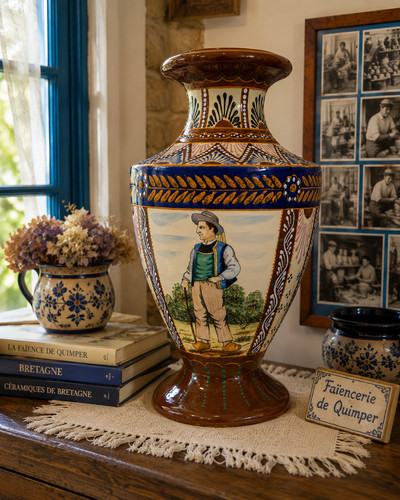 Vase quimper faïence - vase,