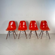VINTAGE EAMES DSW CHAIRS HERMAN MILLER 50s 60s MIDCENTURY CORAL ORANGE