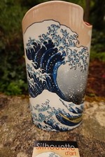 SDA39  SUPERBE  VASE SILHOUETTE D  ART  KANAGAWA 1831   22 CM HOKUSAI LA VAGUE