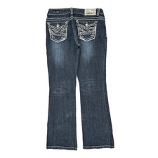 Miss Chic Boot Cut Jeans - 33W UK 12 Dark Wash Cotton Blend