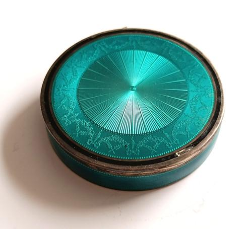 Boîte ronde argent émaillée