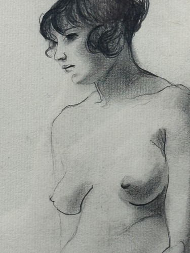 Ancien dessin portrait jeune