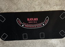 Texas Holdem Folding Poker Table Black Felt Tabletop Set