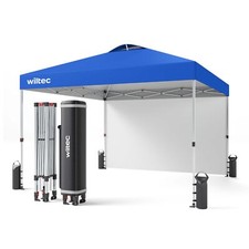 Wiltec Pavillon Réception Pop Up Tonnelle pliant Paroi latérale 3x3 m Roues Bleu