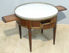 Mahogany and Marble Water Bottle Coffee Table Louis XVI Style, Early 20th Century Era
