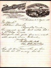 1883 Providence - Worsted Mills - Mohair & Genappe Yarns - History Letter Head
