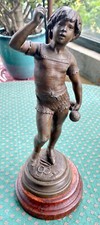 Jolie Statue Régule 19ème Aug. Moreau Jeune Athlète Spelter Statue Young Athlete