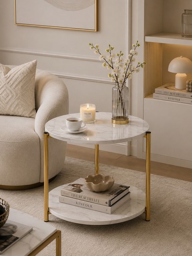 Table appoint ronde effet - d’appoint,