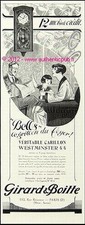 CARILLON WESTMINSTER BELLS FIREPLACE GRILLON GIRARD & BOX Advertising 1928 AD