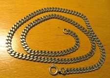 COLLIER en ARGENT rhodié MAILLE CHEVAL plate VINTAGE an.70. 43 cm X 0,4 cm- 16g