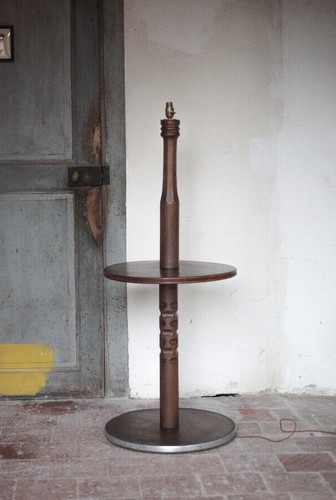 Lampadaire bois vintage table - bois, vintage,