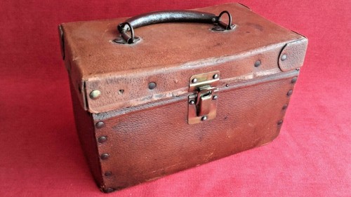 Ancienne mallette cuir bois - cuir,