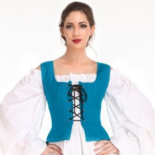 Déguisement médiéval femme pirate Renaissance corsage paysan réversible...