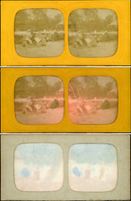 Stereo, Park Scene, Kids and Their Nannies Vintage Stereo Card Fabric