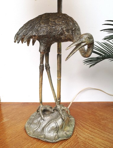 Lampe héron bronze argenté - ,
