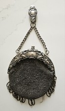 Art Nouveau castle wallet, purse, chaplain. steel beads. 1900