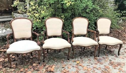 Quatre fauteuils façon - , bambou