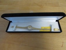 Vtg Dufonte Lucien Piccard Genuine Diamonds Bezel Ladies Dress Watch Gold Tone