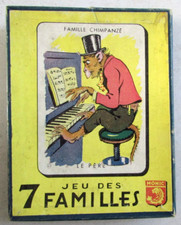 Antique Game of 7 Families Monic Families Chimpanzee, Mouse, Labique, Kitty, etc