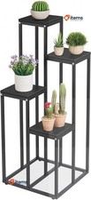 Support De Plante Relaxdays, Porte-Pot Moderne Avec 4 Niveaux Noir 80x40x40 Cm