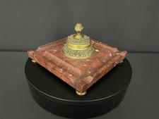 Encrier ancien en marbre rouge