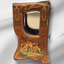 Antique 19thc French Miniature Sedan Chair Vitrine Box,Hand Painted Cherubs
