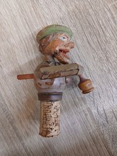 ANTIQUE CARVED WOOD ARTICULATED FOLK ART SYSTEM BOTTLE CAP