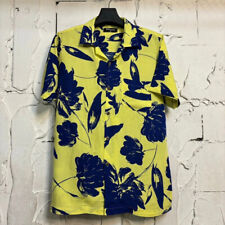 Chemise hawaienne jaune fleurs marine - Yellow hawaiian shirt with floral print