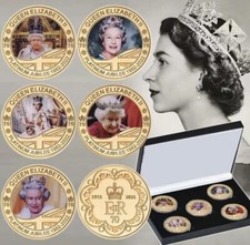 Platinum Jubilé Reine Elizabeth II Pièce de Monnaie Coffret, Doré Ensemble