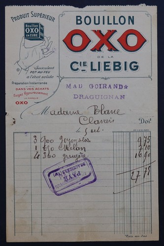 Facture bouillon oxo liebig - bouillon,