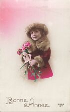 CP PINK GOOD YEAR LITTLE GIRL FUR COLLAR HAT WITH FLOWERS