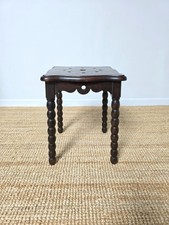 ANTIQUE TURNED WOOD STOOL / EARLY 20TH CENTURY / LOUIS XIII STYLE / FRENCH STOOL