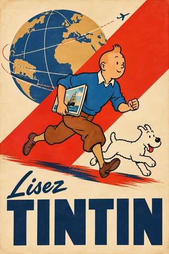 Lisez tintin affiche de - -,