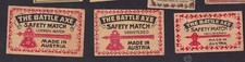 3 Antique Match Tag Austria BN169071 The `Battle Axe Axe