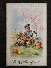 ILLUSTRATED CP SALIG PAASFEEST BOY CHICK BASKET EGGS COLORS - 52939