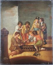 Ancien Tableau "Enfants autour