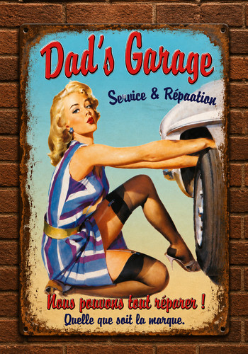 Plaque métal vintage pin - vintage, pin-up