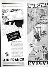 AD ADVERTISING TRAVEL AIR FRANCE MARCHAL HEADLIGHTS