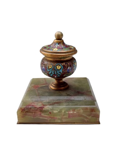 Encrier bronze cloisonné - en,