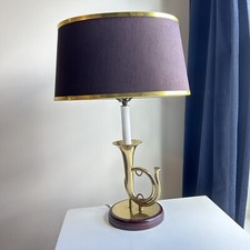 Thomas Blakemore French Horns Brass Accent Lamp Bouillette Equestrian Music VTG