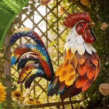 Statue de coq en métal pour