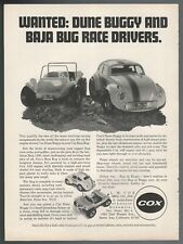 1972 COX Dune Buggy, Baja Bug advertisement, gas engined toy cars print ad