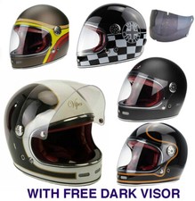 VIPER F656 RETRO VINTAGE 70's STYLE FIBREGLASS FULL FACE  MOTORCYCLE HELMET