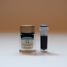 Sailor Shikiori Yamadori Ink (20ml), Pilot Iroshizuku Tsukiyo (4ml), Ink Syringe